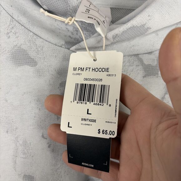 Adidas Patrick Mahomes Large French Too Cold Terry Hoodie Clear Gray NWT - Picture 4 of 7